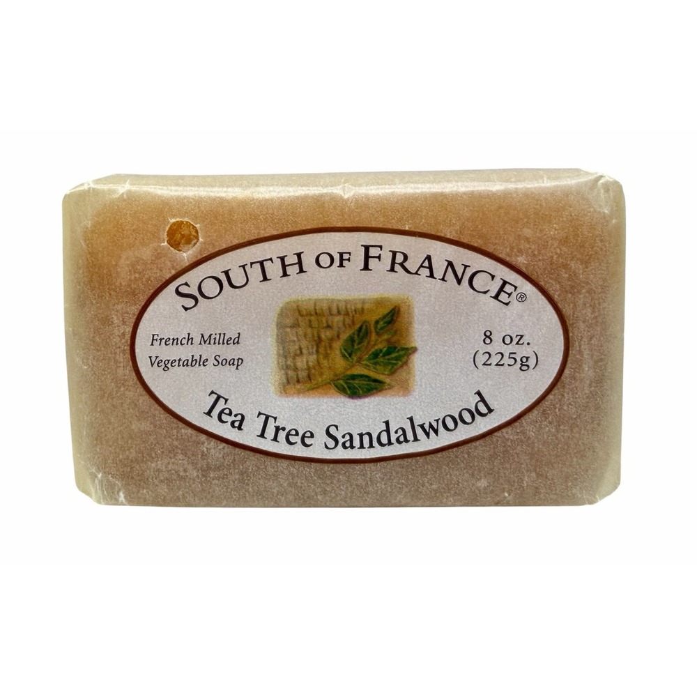 Vintage South Of France Tea Tree Sandalwood French Milled Bar Soap 8oz